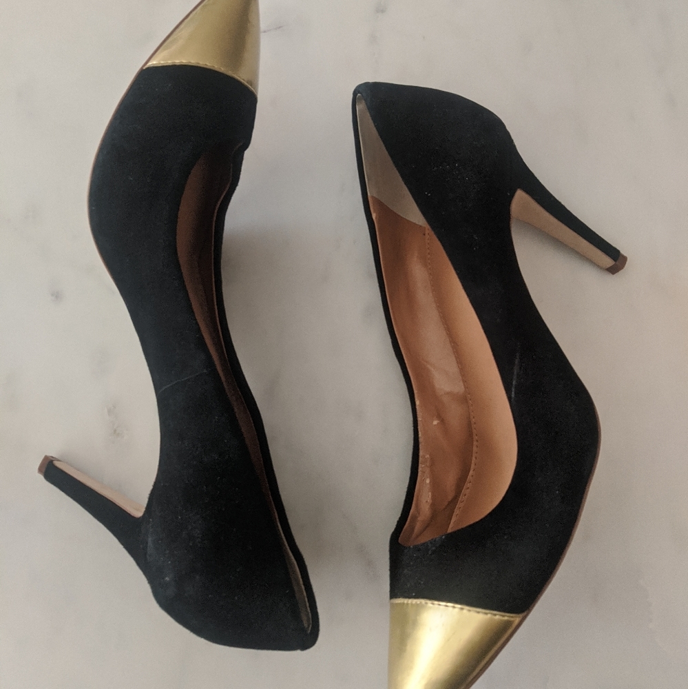 J  Crew Black & Gold Pumps Size 10